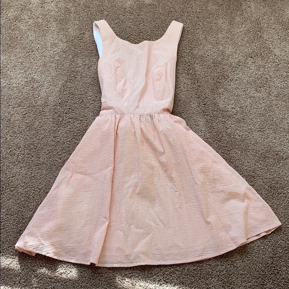 Lauren James Orange Seersucker Dress